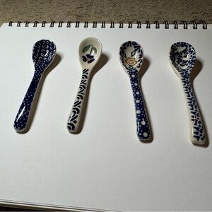Polish pottery Spoon Set - Blue and White
